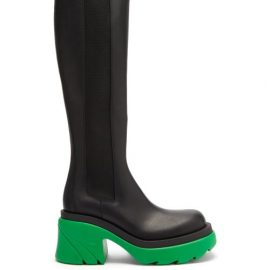 Bottega Veneta - Flash Chunky-sole Leather Knee-high Boots - Womens - Black Multi