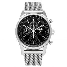 Breitling Black Stainless Steel Transocean Chronograph 1461 A1931012/BB68 Men's Wristwatch 43 MM