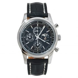 Breitling Black Stainless Steel Transocean Chronograph A19310 Men's Wristwatch 43 MM, Black