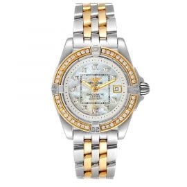 Breitling MOP Diamonds 18K Yellow Gold And Stainless Steel Cockpit D71356 Women's Wristwatch 32 MM