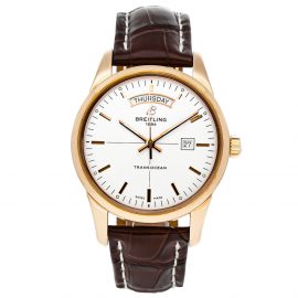 Breitling Silver 18k Rose Gold Transocean Day & Date R4531012/G752 Men's Wristwatch 43 MM