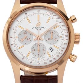 Breitling Transocean Chronograph RB015212/G738, Baton, 2021, Very Good, Case material Rose Gold, Bracelet material: Leather