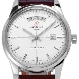 Breitling Transocean Day-Date A4531012.G751.433X.A20BA.1, Baton, 2013, Good, Case material Steel, Bracelet material: Leather
