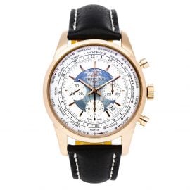 Breitling White 18K Rose Gold Transocean Chronograph Unitime RB0510U0/A733 Men's Wristwatch 46MM