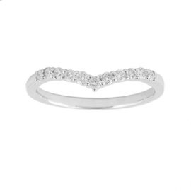 Brilliant Cut 0.26 Carat Total Weight Diamond Set Ladies Shaped Wedding Ring In 9 Carat White Gold - Ring Size K