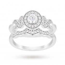 Brilliant Cut 0.54 Carat Total Weight Diamond Bridal Set Ring In Platinum - Ring Size J