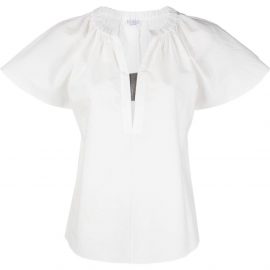 Brunello Cucinelli V-neck short-sleeve blouse - White