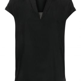 Brunello Cucinelli V-neck silk blouse - Black