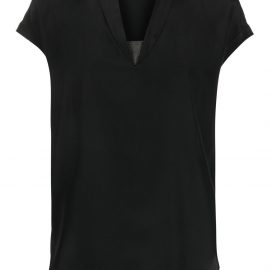 Brunello Cucinelli V-neck silk blouse - Black