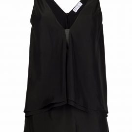 Brunello Cucinelli tiered V-neck blouse - Black