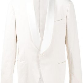 Brunello Cucinelli twill tuxedo jacket - White