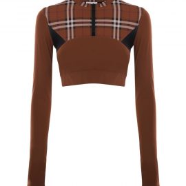 Burberry Cropped Top In Stretch Jersey With Tartan Motif