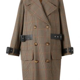 Burberry houndstooth check wool double-breasted coat - Brown