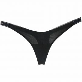 Calvin Klein embroidered-logo waistband thong - Black