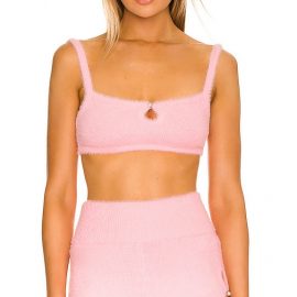 Camila Coelho Genevieve Knit Bralette in Pink. Size M, S, XS.