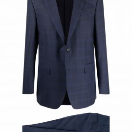 Canali single-breasted check suit - Blue
