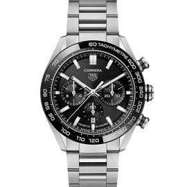 Carrera 44MM Stainless Steel & Ceramic Bracelet Automatic Tachymeter Date Chronograph Watch