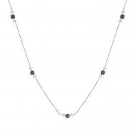 Carrington 18 White Gold Sapphire & Diamond 5 Cluster Necklace