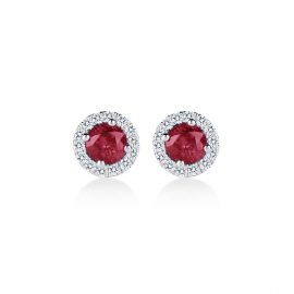 Carrington 18ct White Gold 4.34mm Ruby and 0.15cttw Diamond Studs