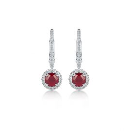 Carrington 18ct White Gold 5mm Ruby and 0.30cttw Diamond Drops