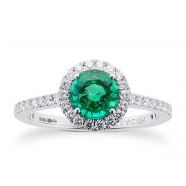 Carrington 18ct White Gold 6mm Emerald And 0.30cttw Diamond Ring - Ring Size Q