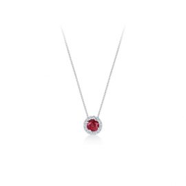 Carrington 18ct White Gold 6mm Ruby and 0.20cttw Diamond Pendant