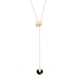 Cartier Amulette de Cartier Diamond Onyx Mother of Pearl 18K Rose Gold Necklace XS