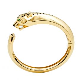 Cartier Panthere de Cartier Tsavorites Onyx Lacquer 18k Yellow Gold Cuff Bracelet, Yellow