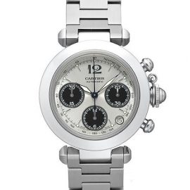 Cartier Pasha De Cartier Automatic Stainless Steel Boys' Luxury Watch Pasha C Chronograph, Black