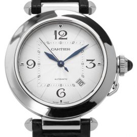 Cartier Pasha WSPA0010, Arabic Numerals, 2020, Very Good, Case material Steel, Bracelet material: Leather