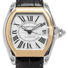 Cartier Roadster 2510 , Roman Numerals, 2004, Very Good, Case material Steel, Bracelet material: Leather