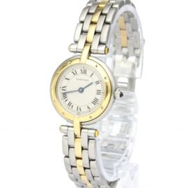 Cartier Silver 18K Yellow Gold And Stainless Steel Panthere Vendome Quartz Women's Wristwatch 24 MM
