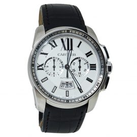 Cartier Silver Stainless Steel Calibre De Cartier 3578 Automatic Men's Wristwatch 42 MM