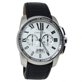 Cartier Silver Stainless Steel Calibre De Cartier 3578 Automatic Men's Wristwatch 42 MM, Silver