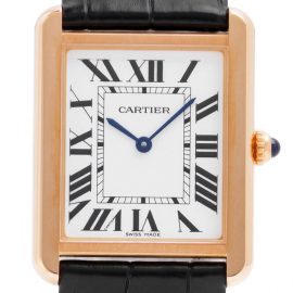 Cartier Tank Solo W5200025, Roman Numerals, 2021, Very Good, Case material Steel, Bracelet material: Leather
