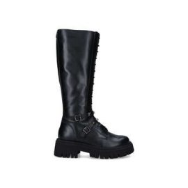 Carvela Women's Knee High Boots Black Leather Buckled Confidence