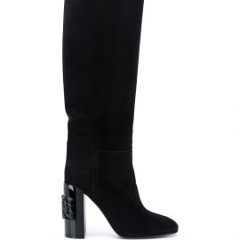 Casadei chain link detail knee-high boots - Black