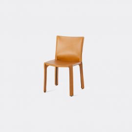 Cassina Seating - 'Cab 412' chair, leather, beige in Brown Internal metal frame, saddle l