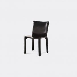 Cassina Seating - 'Cab 412' chair, leather, black in Black Internal metal frame, saddle l