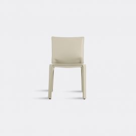 Cassina Seating - 'Cab 412' chair, leather, ivory in Ivory Internal metal frame, saddle l