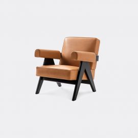 Cassina Seating - 'Capitol Complex' armchair in Beige and black Oak stained black structure an
