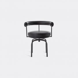 Cassina Seating - 'LC7' swivel chair, black structure in Black Internal metal frame, leather