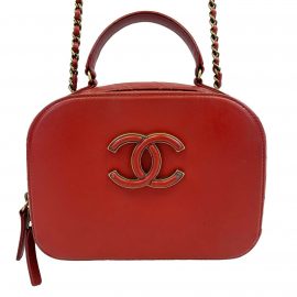 Chanel - 2017 Coco Curve Vanity Case Shoulder Bag & Crossbody Red W/ Gold Tones, Red