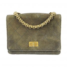 Chanel - 90S Gray Iridescent Quilted Nubuck Mademoiselle Mini Flap Shoulder Bag, Grey
