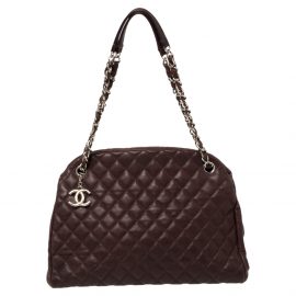 Chanel Burgundy Quilted Caviar Leather Medium Just Mademoiselle Bowler Bag, Red