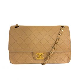 Chanel Classic Flap Bag Medium In Cognac Lambskin Leather With Gold-Colored Hardware, Brown