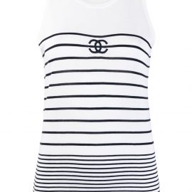 Chanel Pre-Owned 1990s CC striped tank top - White