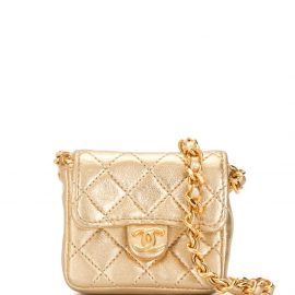 Chanel Pre-Owned 1990s diamond-quilted mini shoulder bag - GOLD