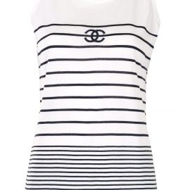 Chanel Pre-Owned 1990s striped CC tank top - White