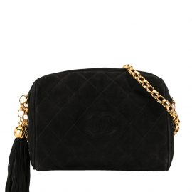 Chanel Pre-Owned 1992 diamond quilt tassel CC shoulder bag - Black